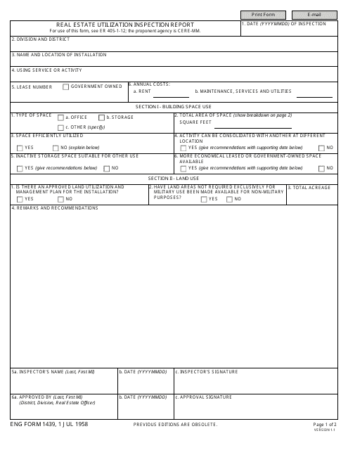 ENG Form 1439  Printable Pdf