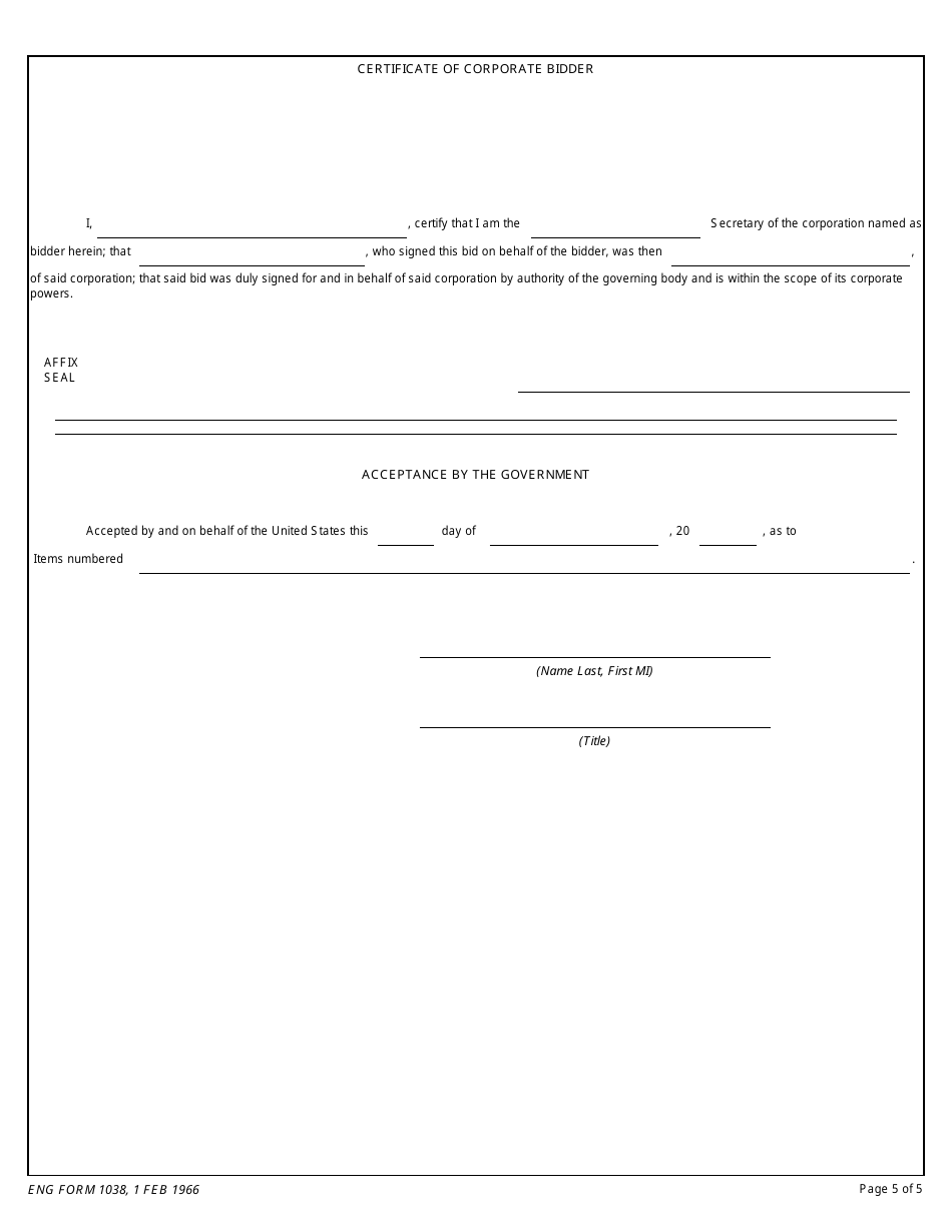 ENG Form 1038 - Fill Out, Sign Online and Download Fillable PDF ...