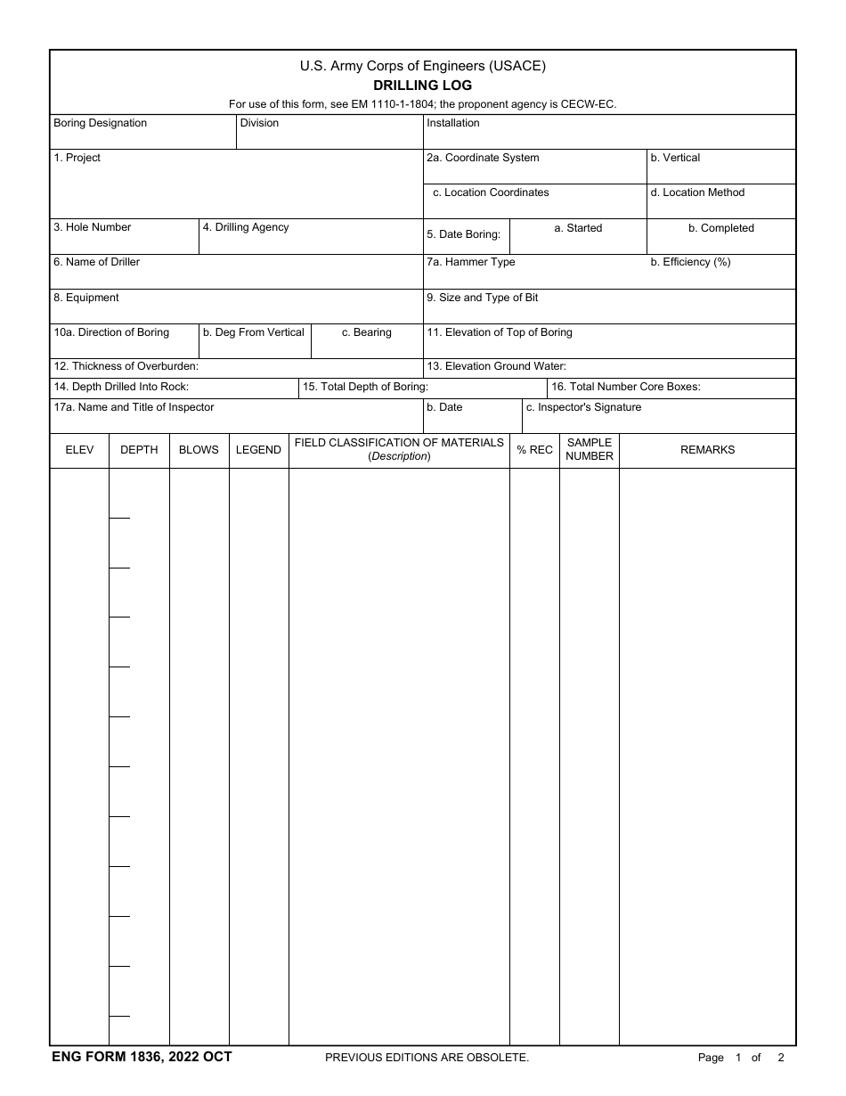 ENG Form 1836 Fill Out, Sign Online and Download Fillable PDF