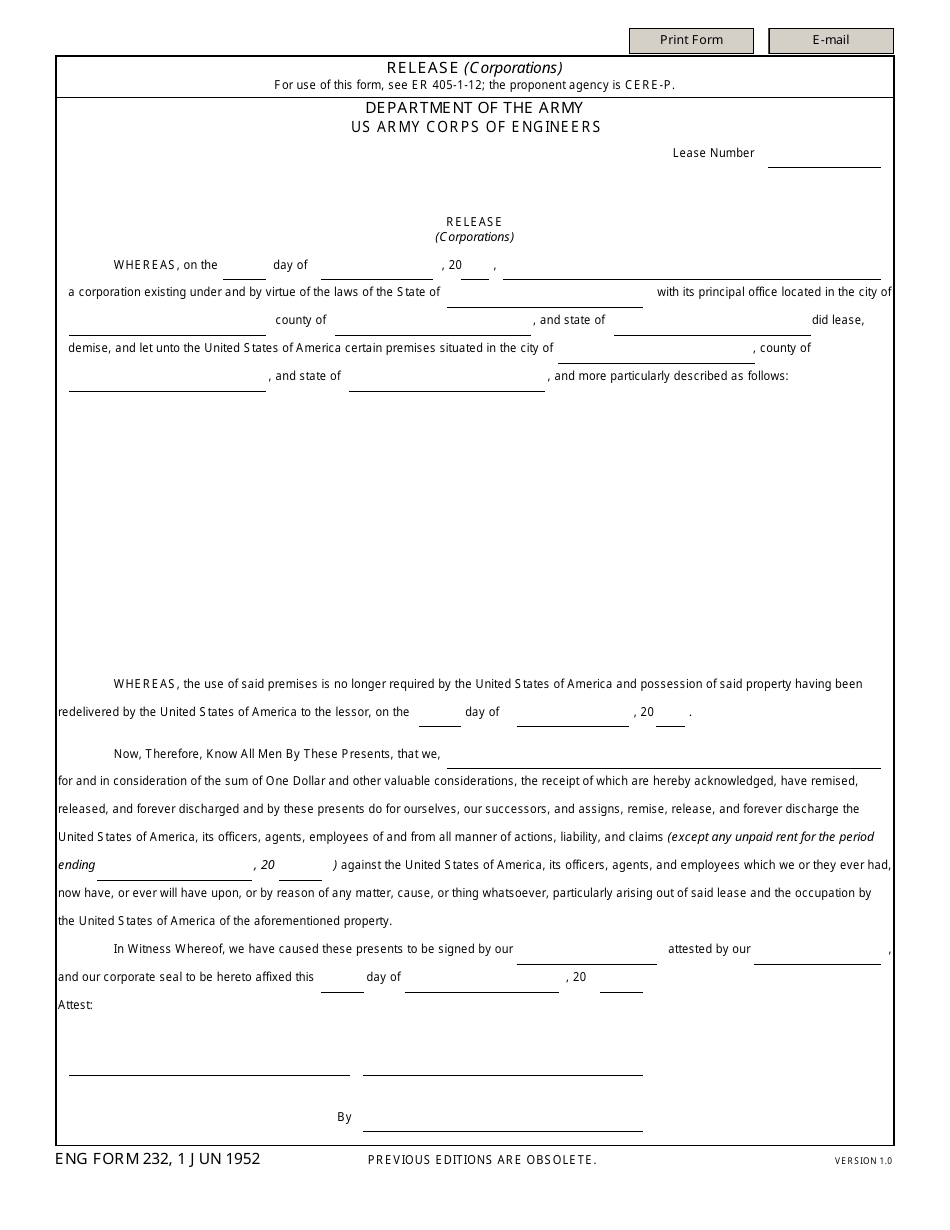 ENG Form 232 Release (Corporations), Page 1
