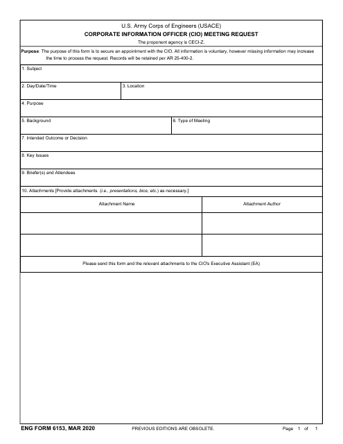 ENG Form 6153 Corporate Information Officer (Cio) Meeting Request