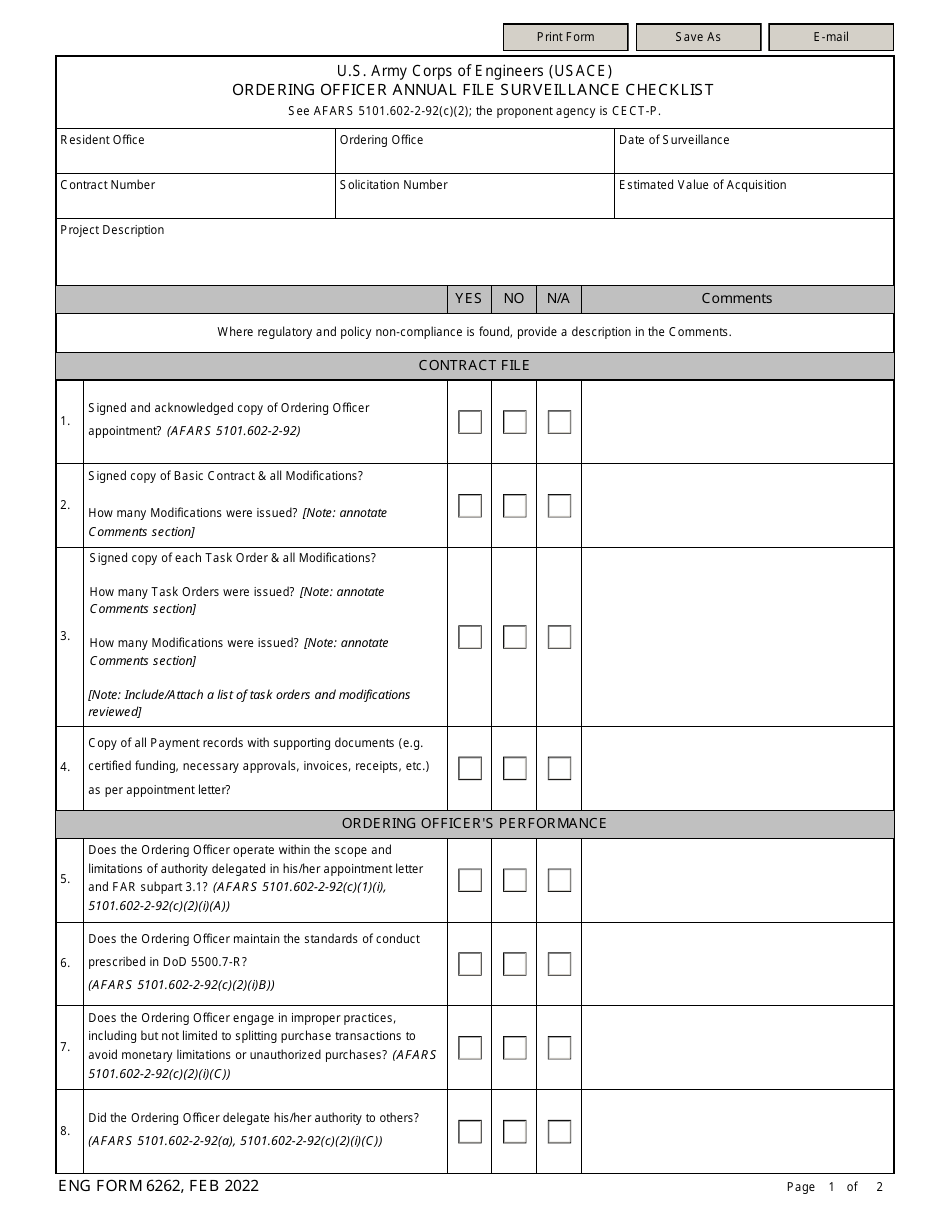 ENG Form 6262 - Fill Out, Sign Online and Download Fillable PDF ...