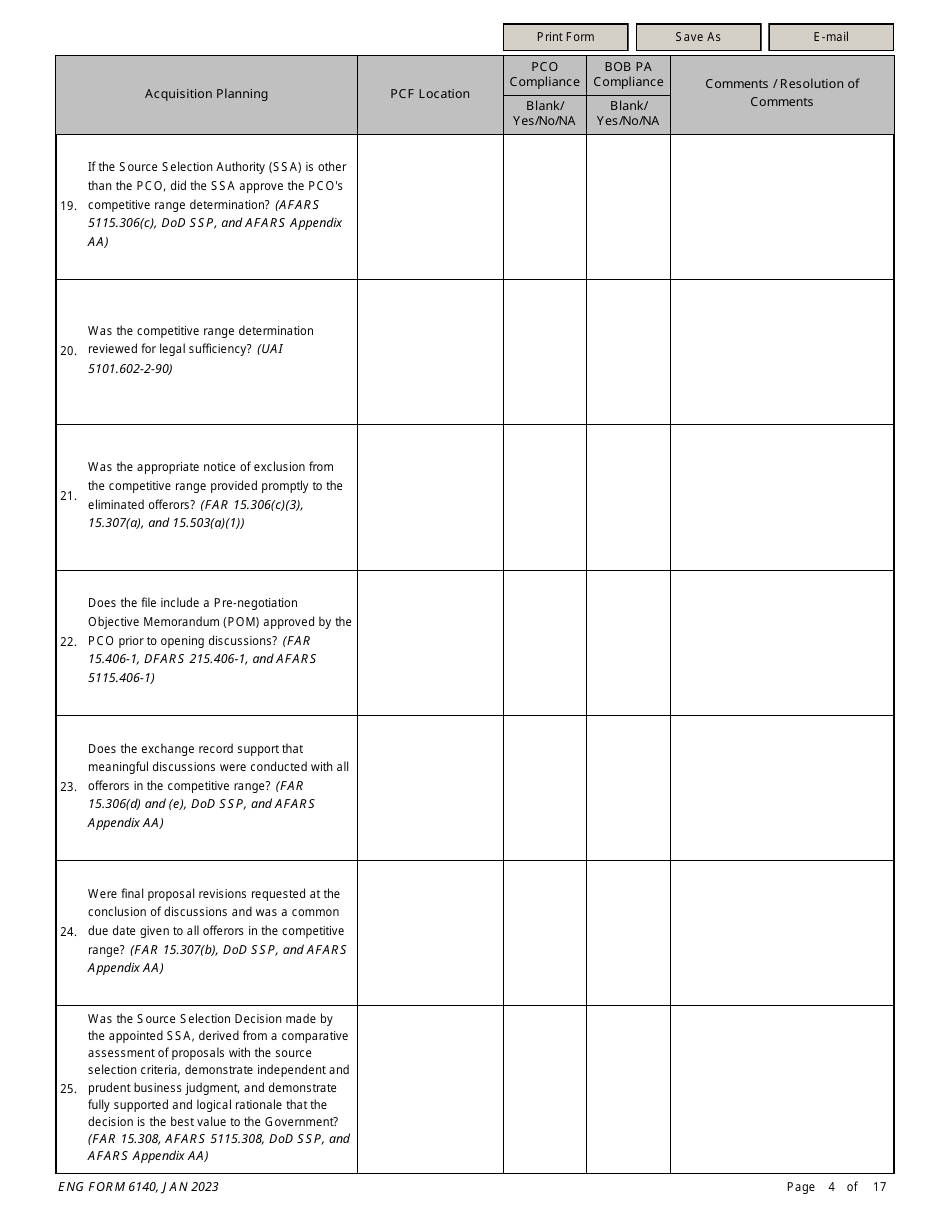ENG Form 6140 Service / Supply Contract Compliance Checklist, Page 4