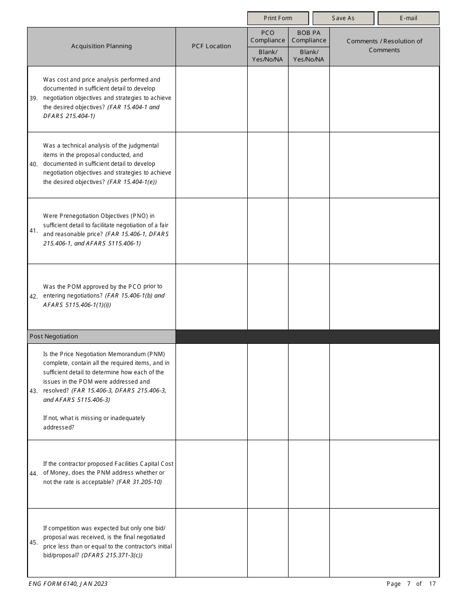 ENG Form 6140 Service / Supply Contract Compliance Checklist, Page 7