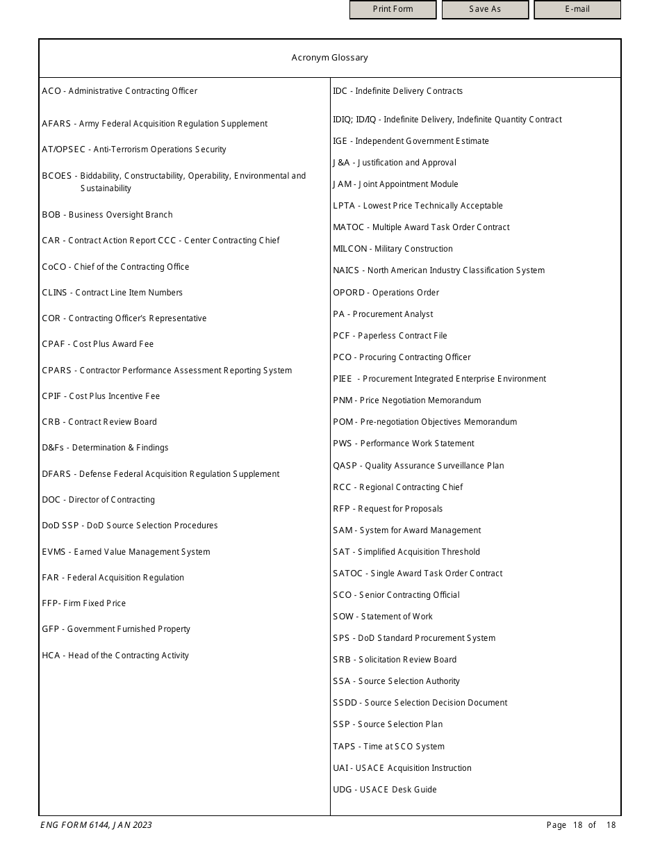 ENG Form 6144 Construction Contract Compliance Checklist, Page 18