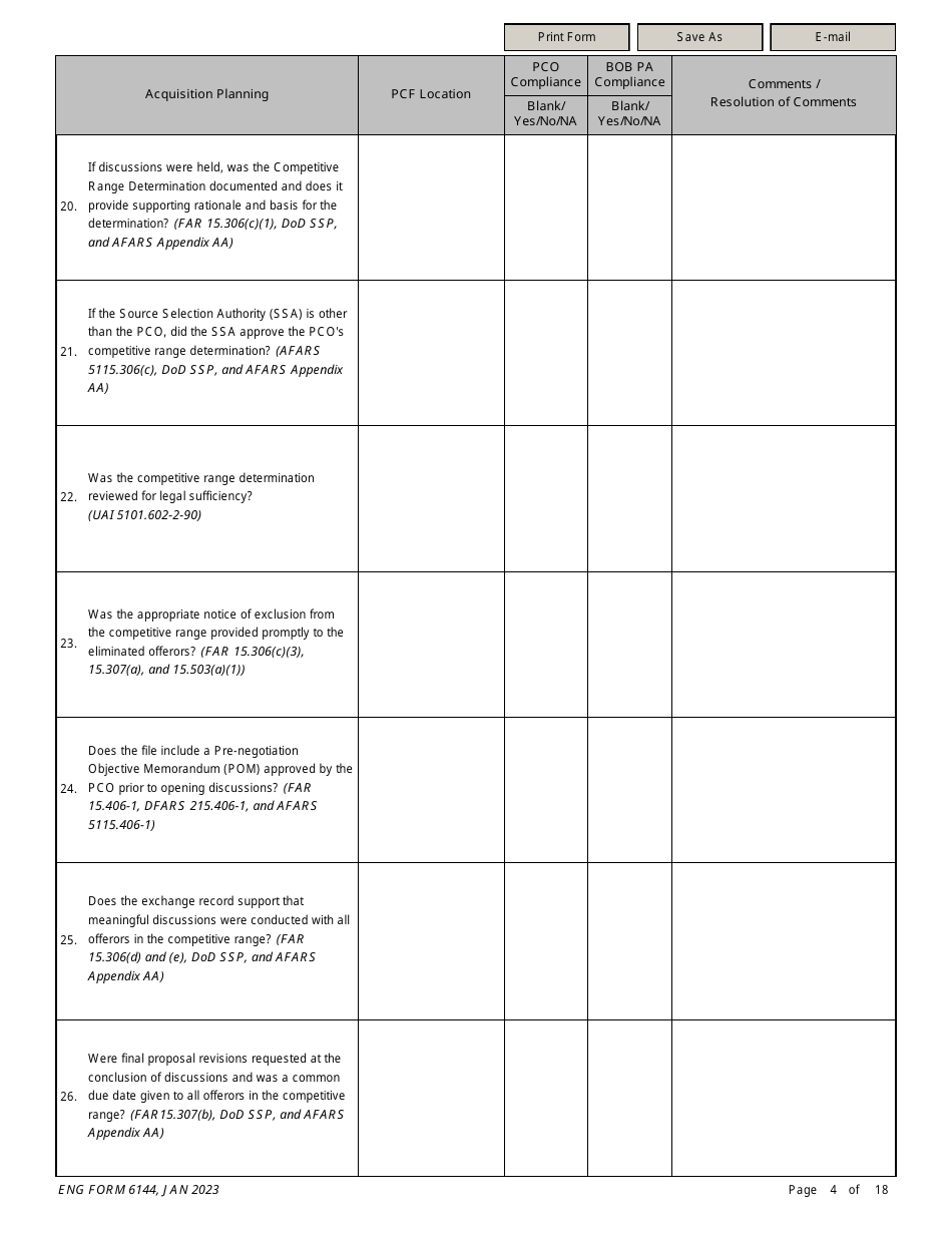 ENG Form 6144 Construction Contract Compliance Checklist, Page 4