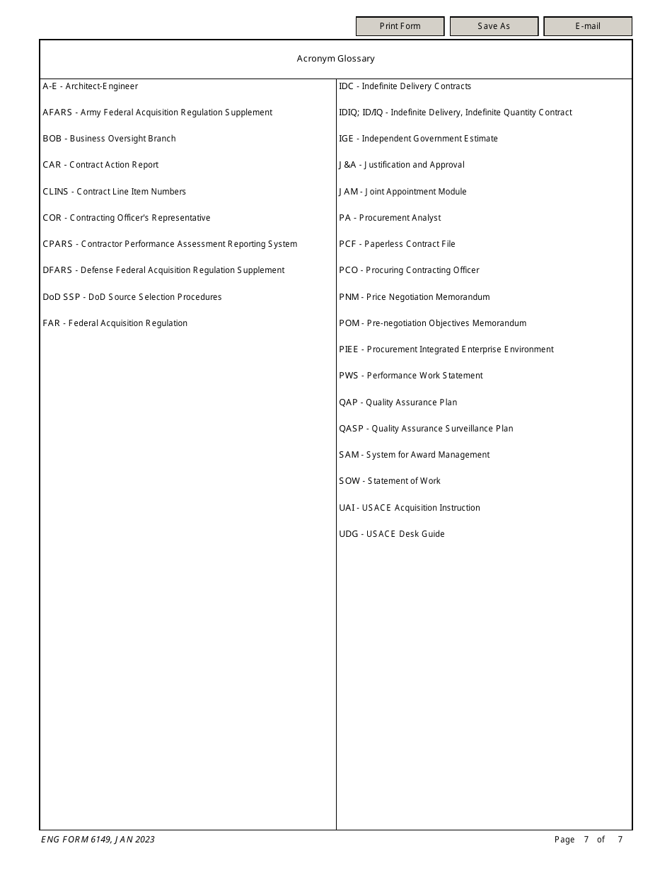 ENG Form 6149 Modification Compliance Checklist (All Contract Types), Page 7