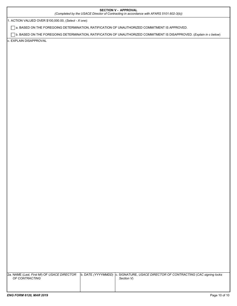 ENG Form 6120 Request for Approval of Unauthorized Commitment (Uac), Page 10