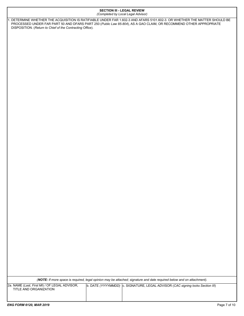 ENG Form 6120 Request for Approval of Unauthorized Commitment (Uac), Page 7