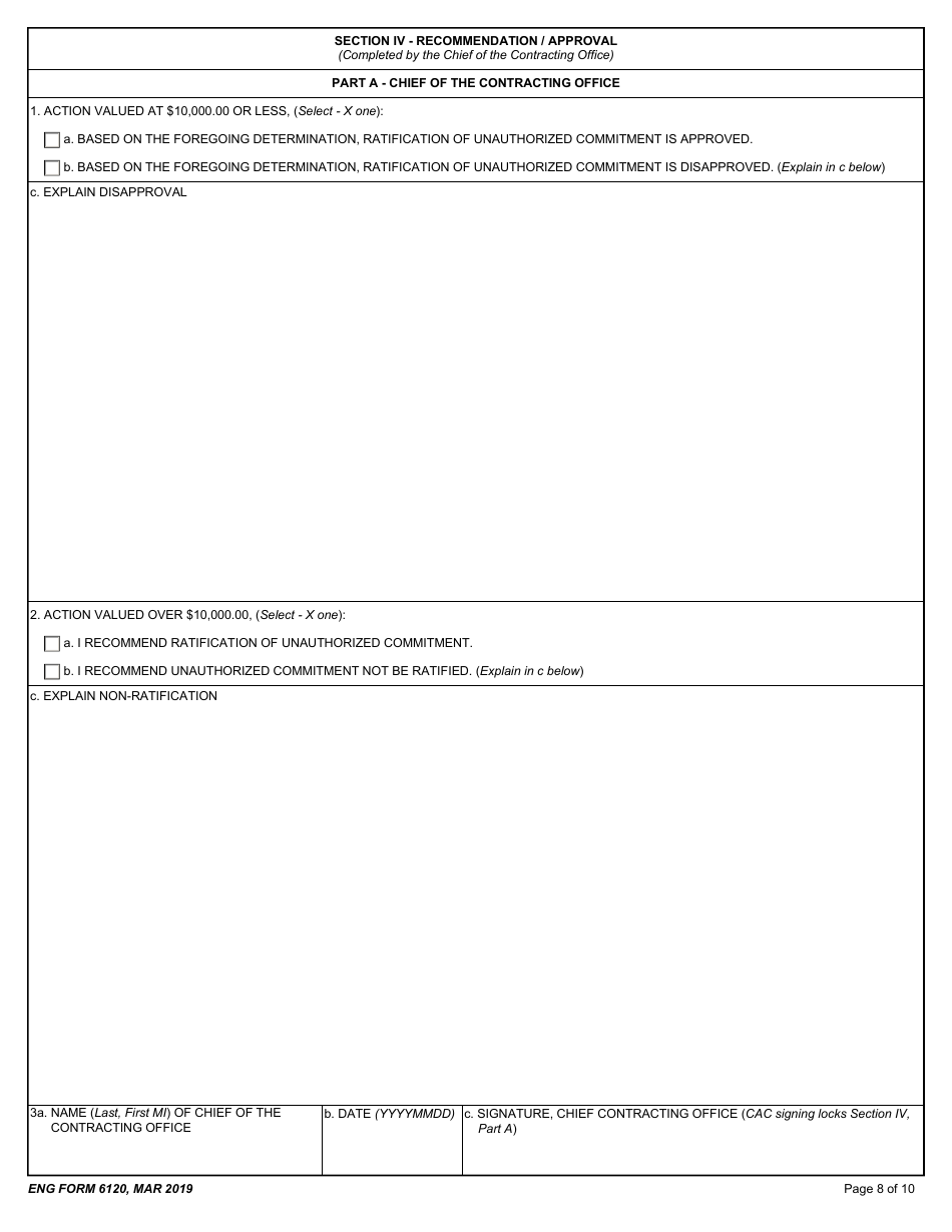 ENG Form 6120 Request for Approval of Unauthorized Commitment (Uac), Page 8