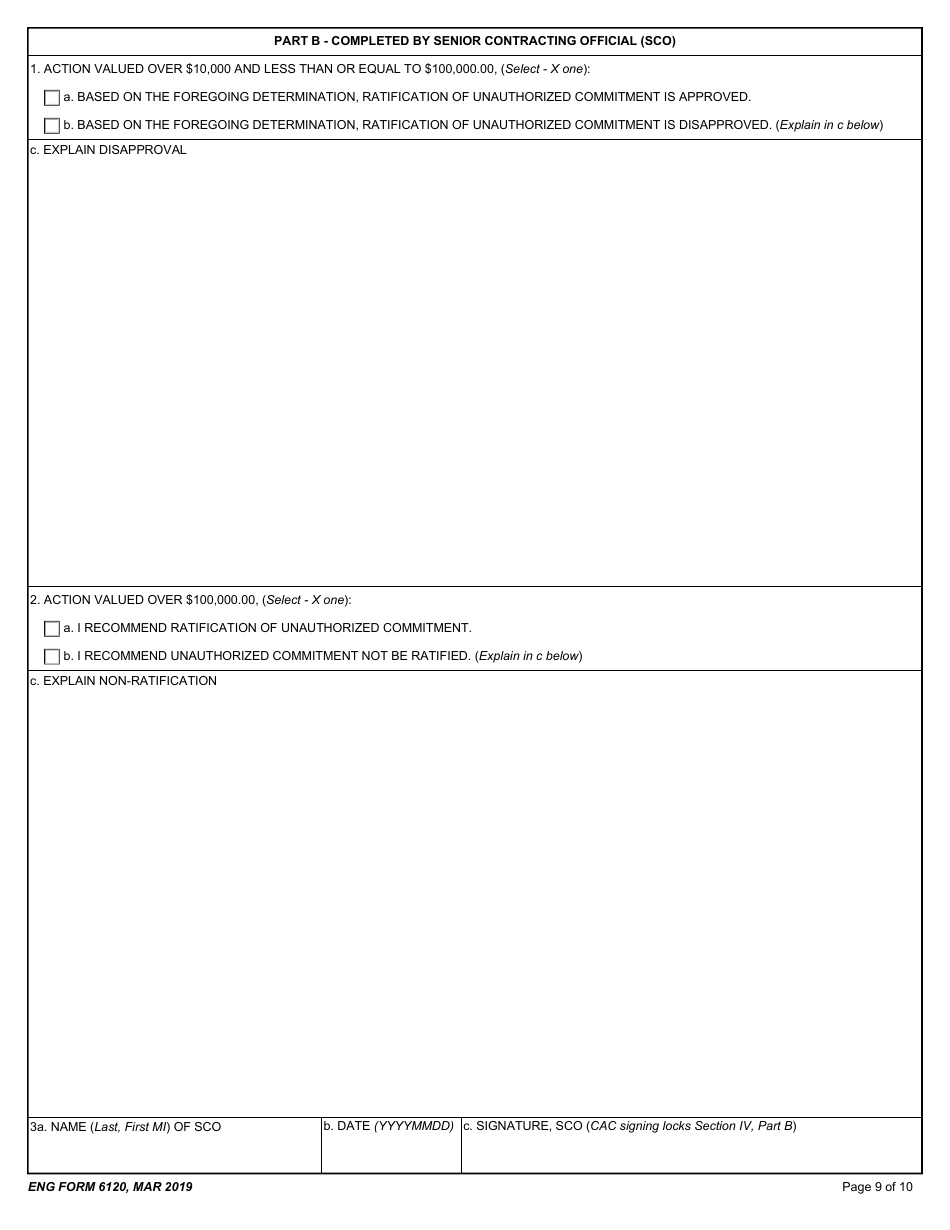 ENG Form 6120 Request for Approval of Unauthorized Commitment (Uac), Page 9