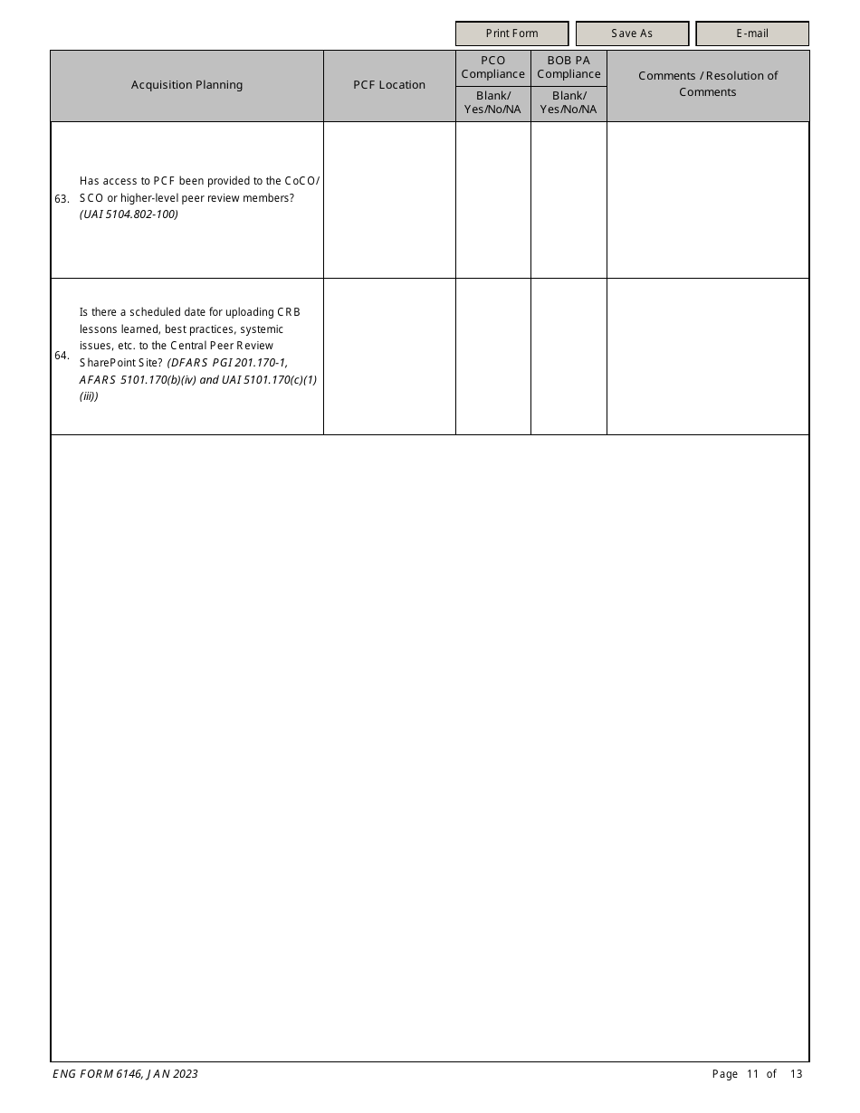 ENG Form 6146 Task Order Pre-award Compliance Checklist, Page 11