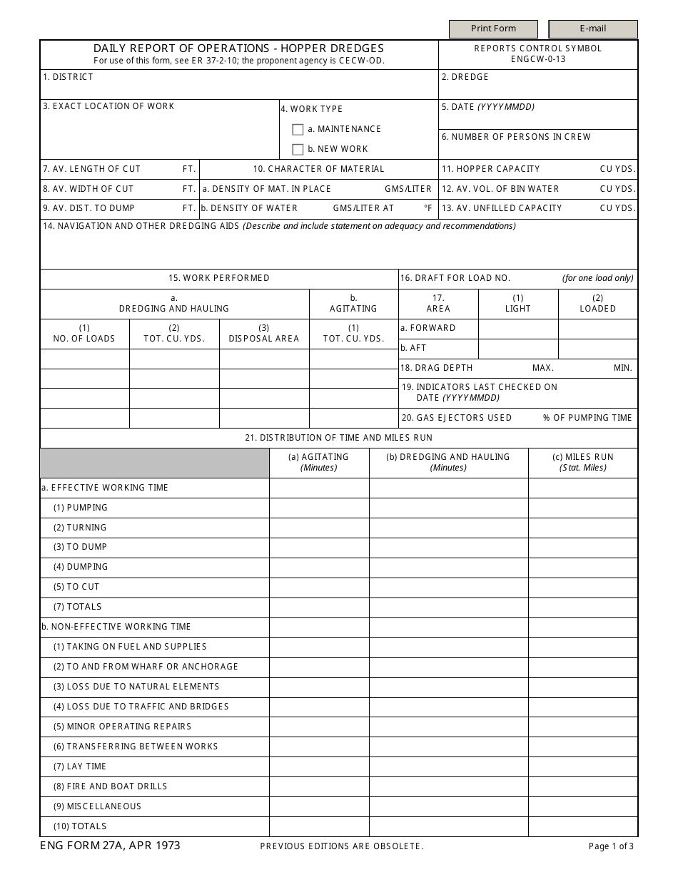 ENG Form 27A - Fill Out, Sign Online and Download Fillable PDF ...