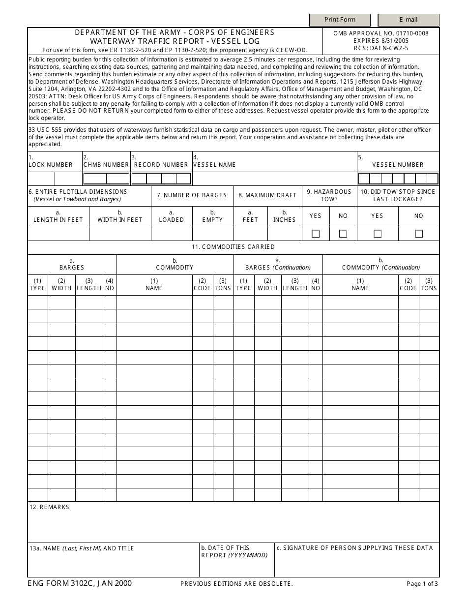 ENG Form 3102C - Fill Out, Sign Online and Download Fillable PDF ...