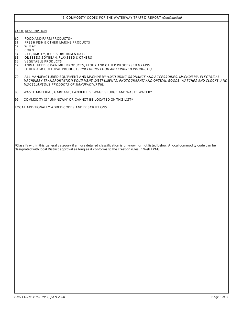 ENG Form 3102C Waterway Traffic Report - Vessel Log, Page 3