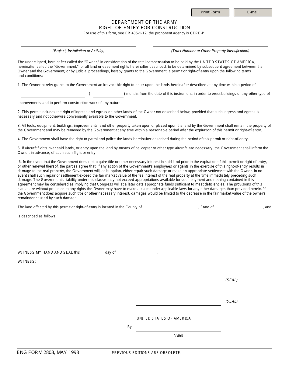 ENG Form 2803 - Fill Out, Sign Online and Download Fillable PDF ...