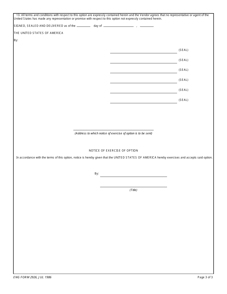 ENG Form 2926 - Fill Out, Sign Online and Download Fillable PDF ...