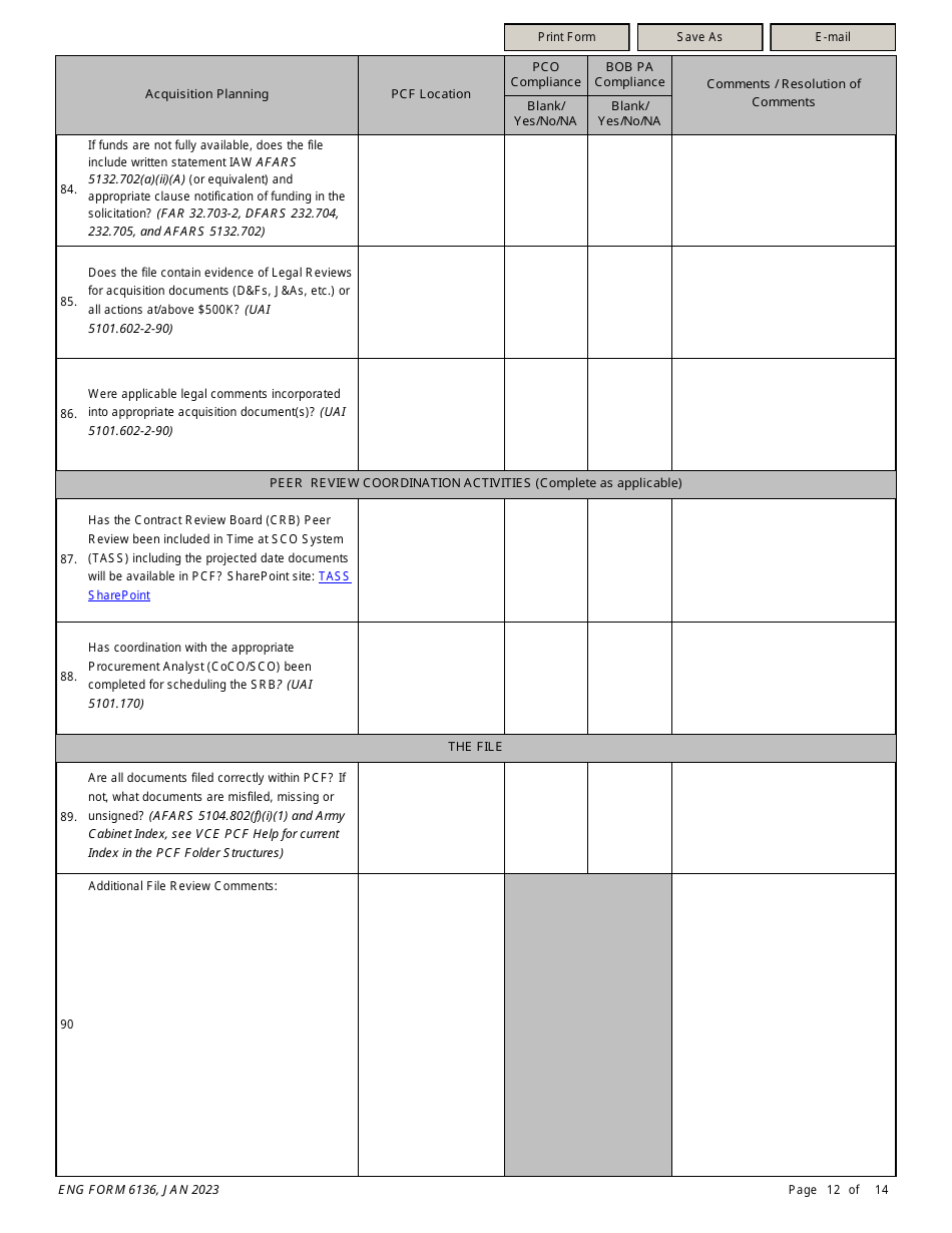 ENG Form 6136 Service-Supply Solicitation Compliance Checklist, Page 12