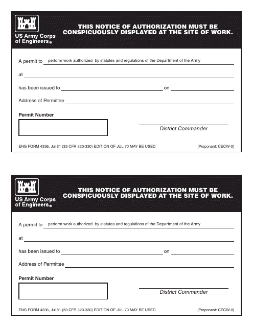 ENG Form 4336  Printable Pdf