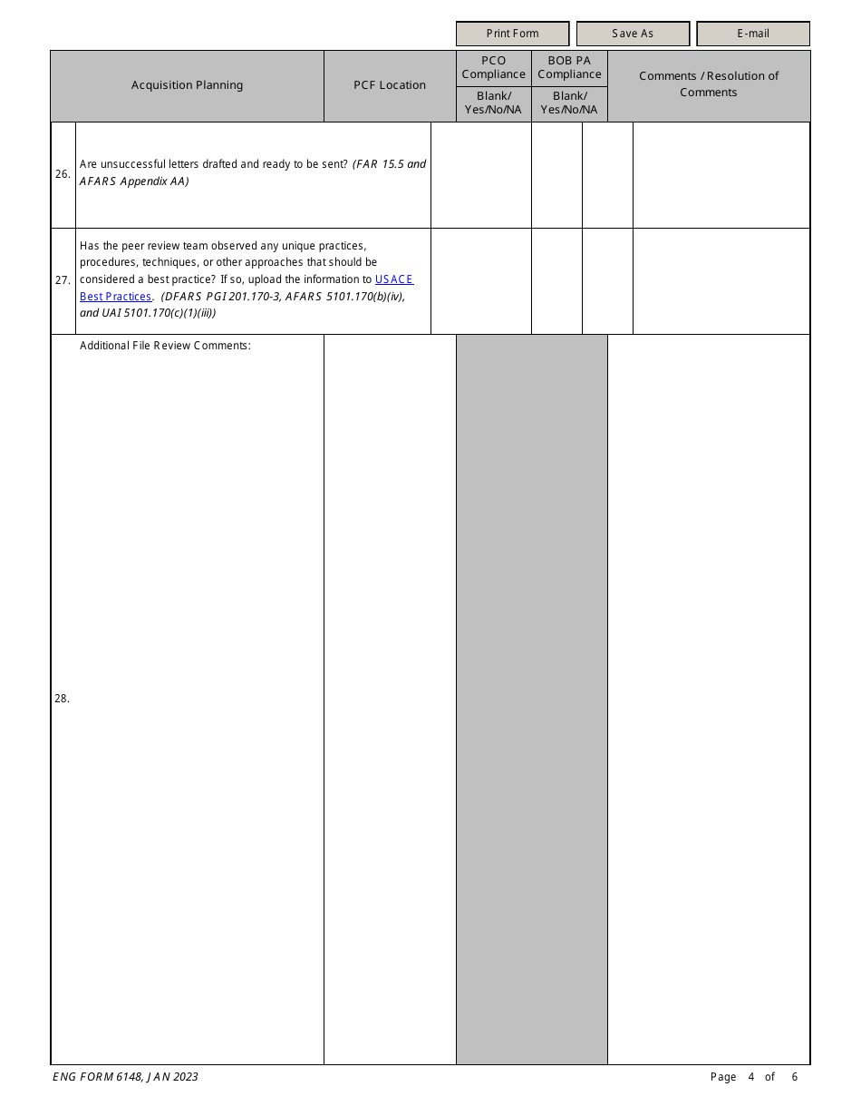 ENG Form 6148 Contract Review Board (Crb) Peer Review Checklist, Page 4