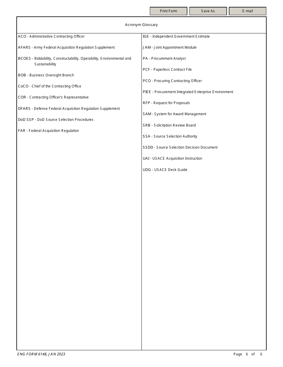 ENG Form 6148 Contract Review Board (Crb) Peer Review Checklist, Page 6