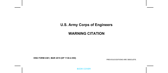 Document preview: ENG Form 4381 Warning Citation