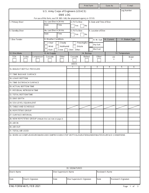 ENG Form 4615  Printable Pdf