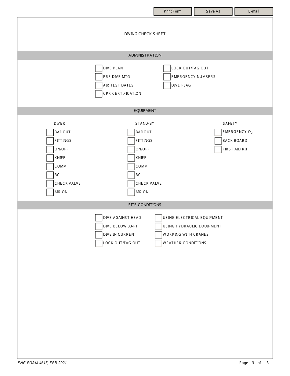 ENG Form 4615 Dive Log, Page 3