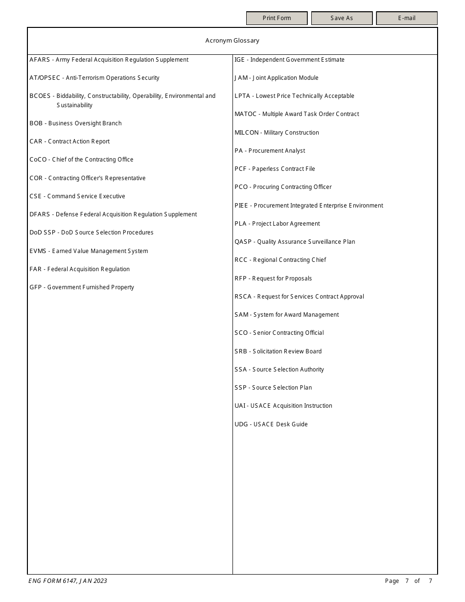 ENG Form 6147 Solicitation Review Board (Srb) Peer Review Checklist, Page 7