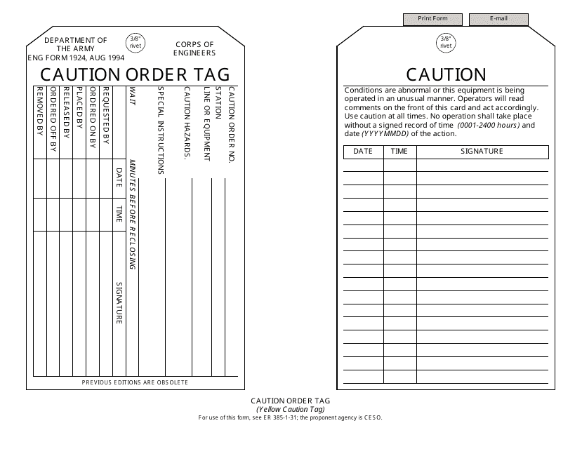ENG Form 1924  Printable Pdf
