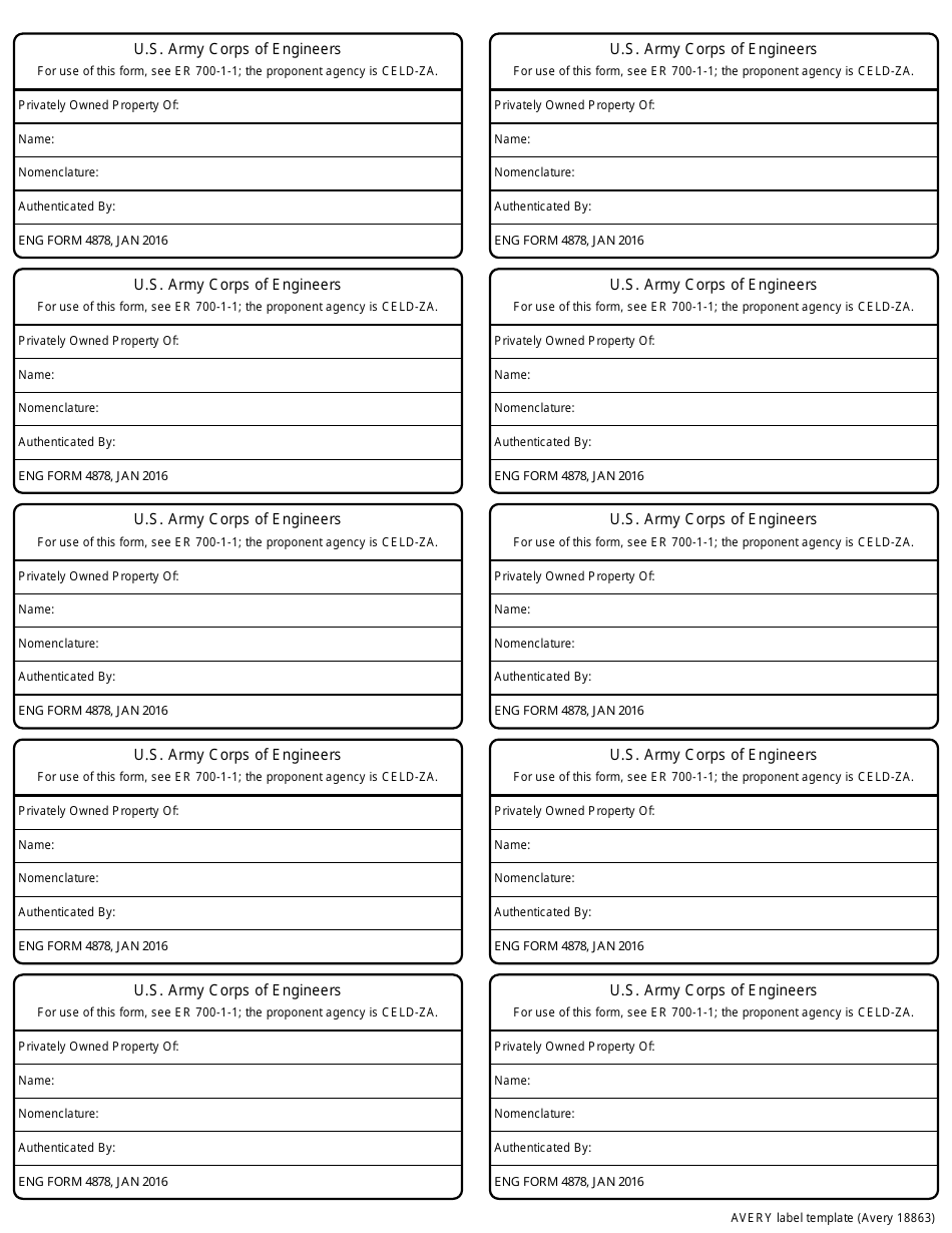 ENG Form 4878 ####, Page 1