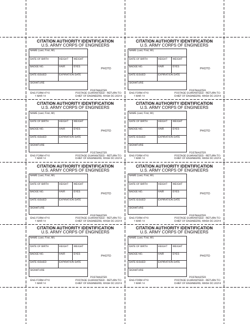 ENG Form 4710  Printable Pdf
