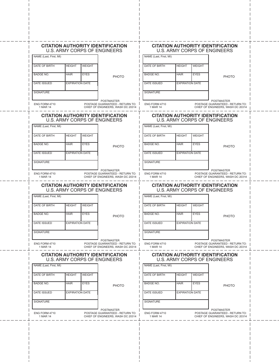 ENG Form 4710 - Fill Out, Sign Online and Download Printable PDF ...