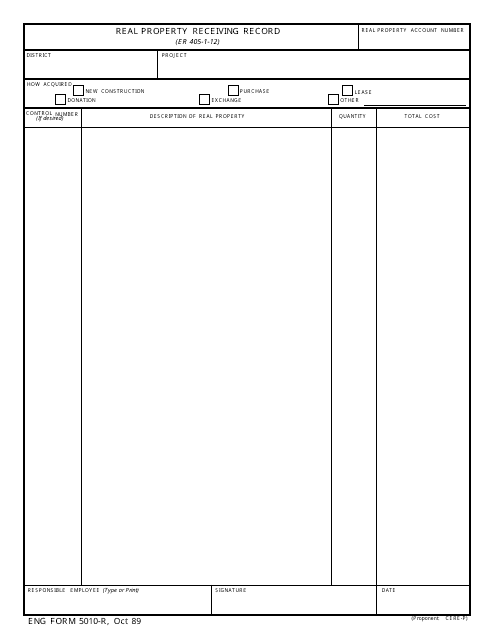 ENG Form 5010-R  Printable Pdf