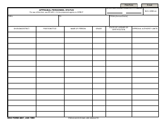 Document preview: ENG Form 4861 Appraisal Personnel Status