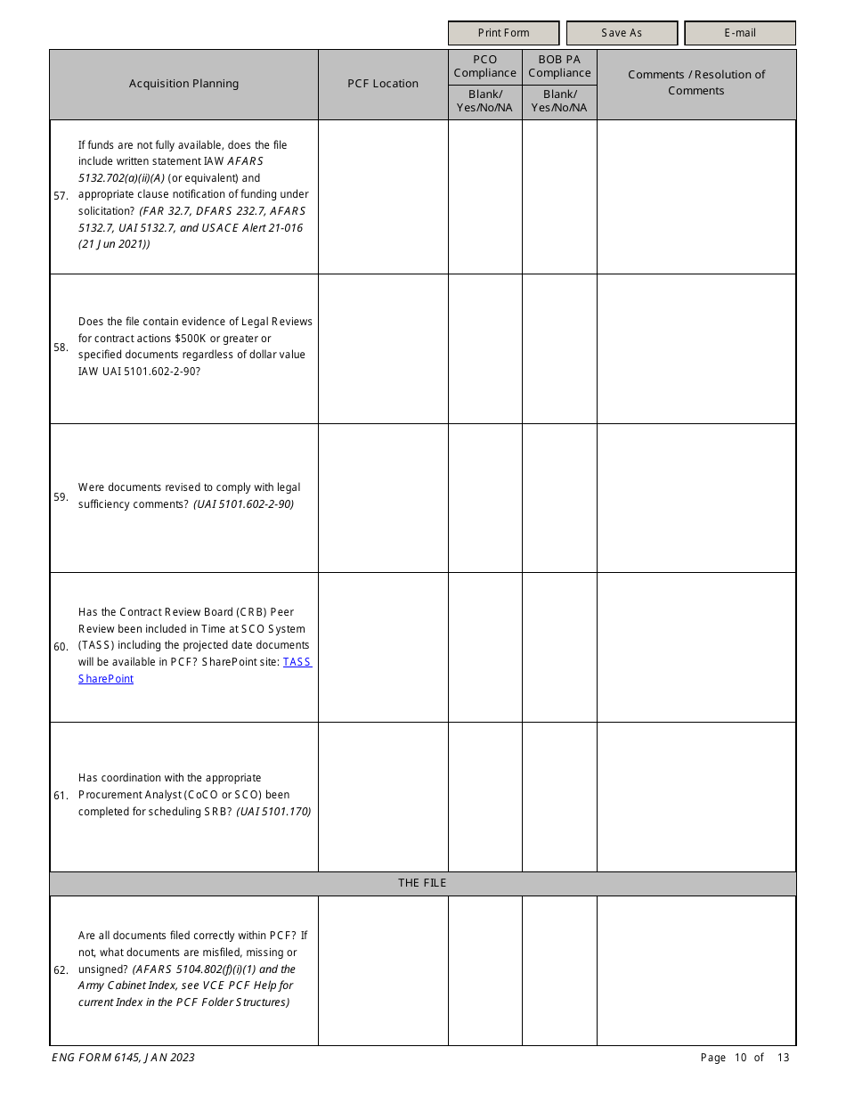 ENG Form 6145 Task Order Solicitation Compliance Checklist, Page 10