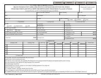 Document preview: ENG Form 4613 Major Item New Start (Mins) and Updated Continuing Major Items Civil Works Revolving Fund Plant Replacment and Improvement Program (In Thousands of Dollars)
