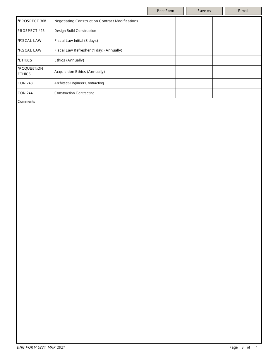 ENG Form 6234 Contract Specialist Proficiency Guide Task Tracking Sheet, Page 3