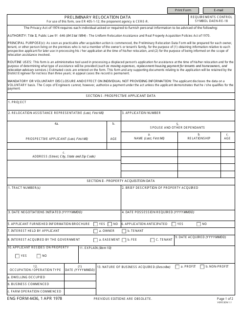 ENG Form 4436  Printable Pdf