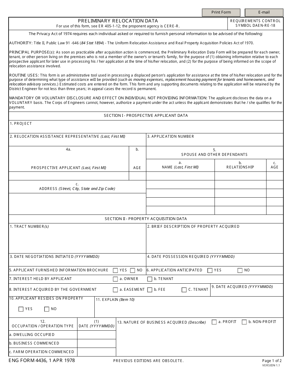 ENG Form 4436 - Fill Out, Sign Online and Download Fillable PDF ...