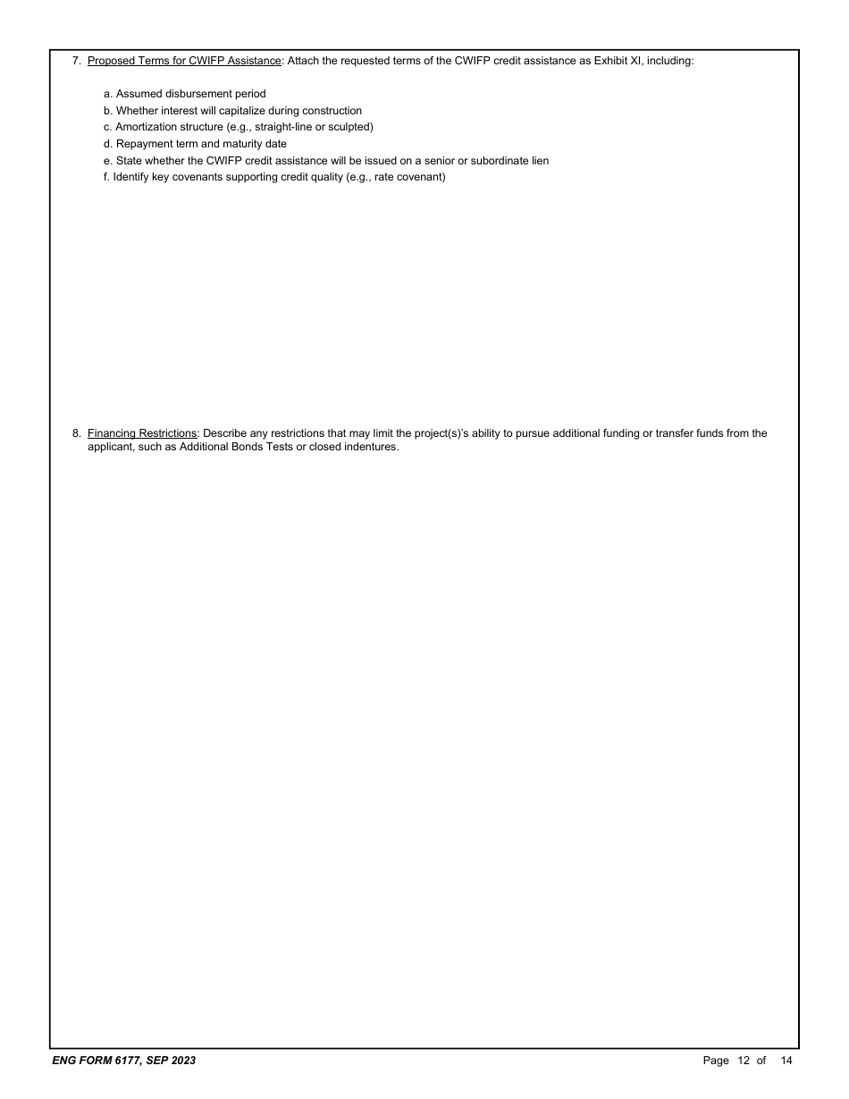 ENG Form 6177 Corps Water Infrastructure Financing Program (Cwifp) Application, Page 12