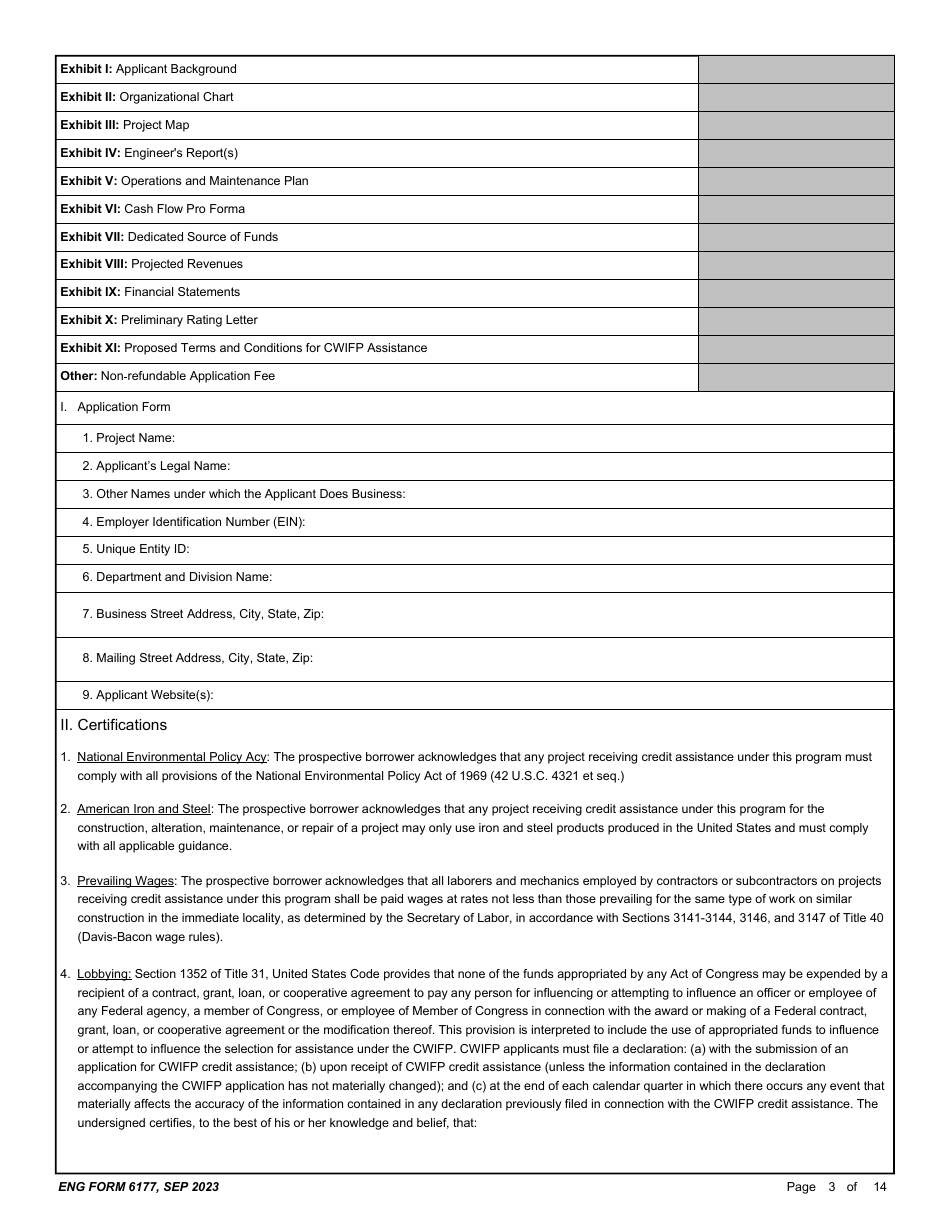 ENG Form 6177 Corps Water Infrastructure Financing Program (Cwifp) Application, Page 3