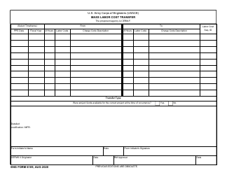 Document preview: ENG Form 6189 Mass Labor Cost Transfer