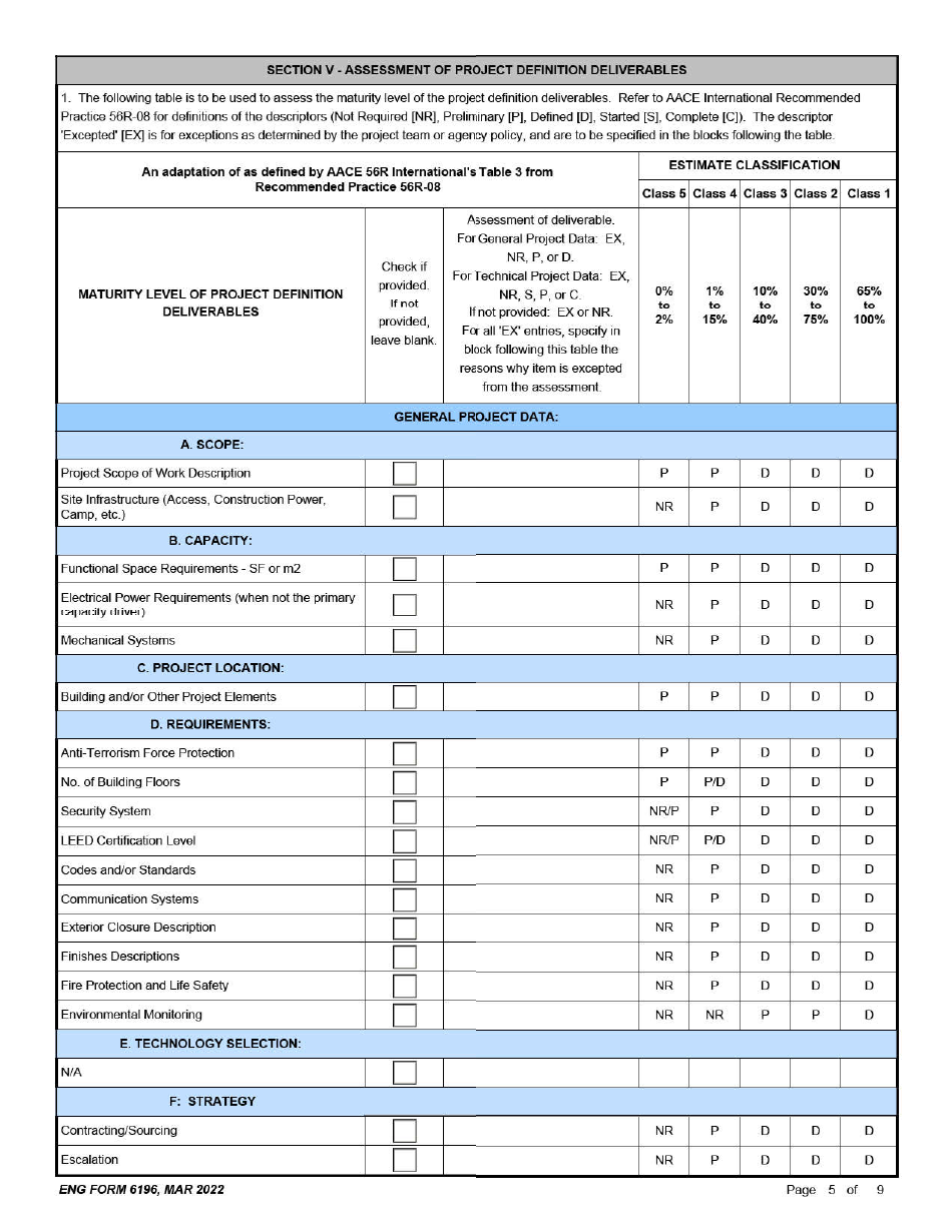 ENG Form 6196 Designated Department of Defense Construction Agent (Dca) Assessment, Page 5