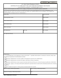 Document preview: ENG Form 6209 Certificate of Compliance for Load Handling Equipment and Rigging