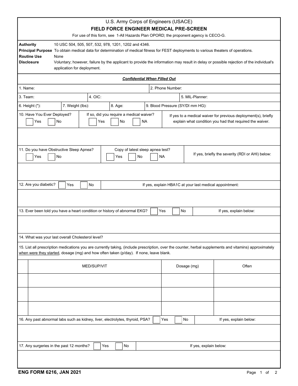 ENG Form 6216 - Fill Out, Sign Online and Download Fillable PDF ...