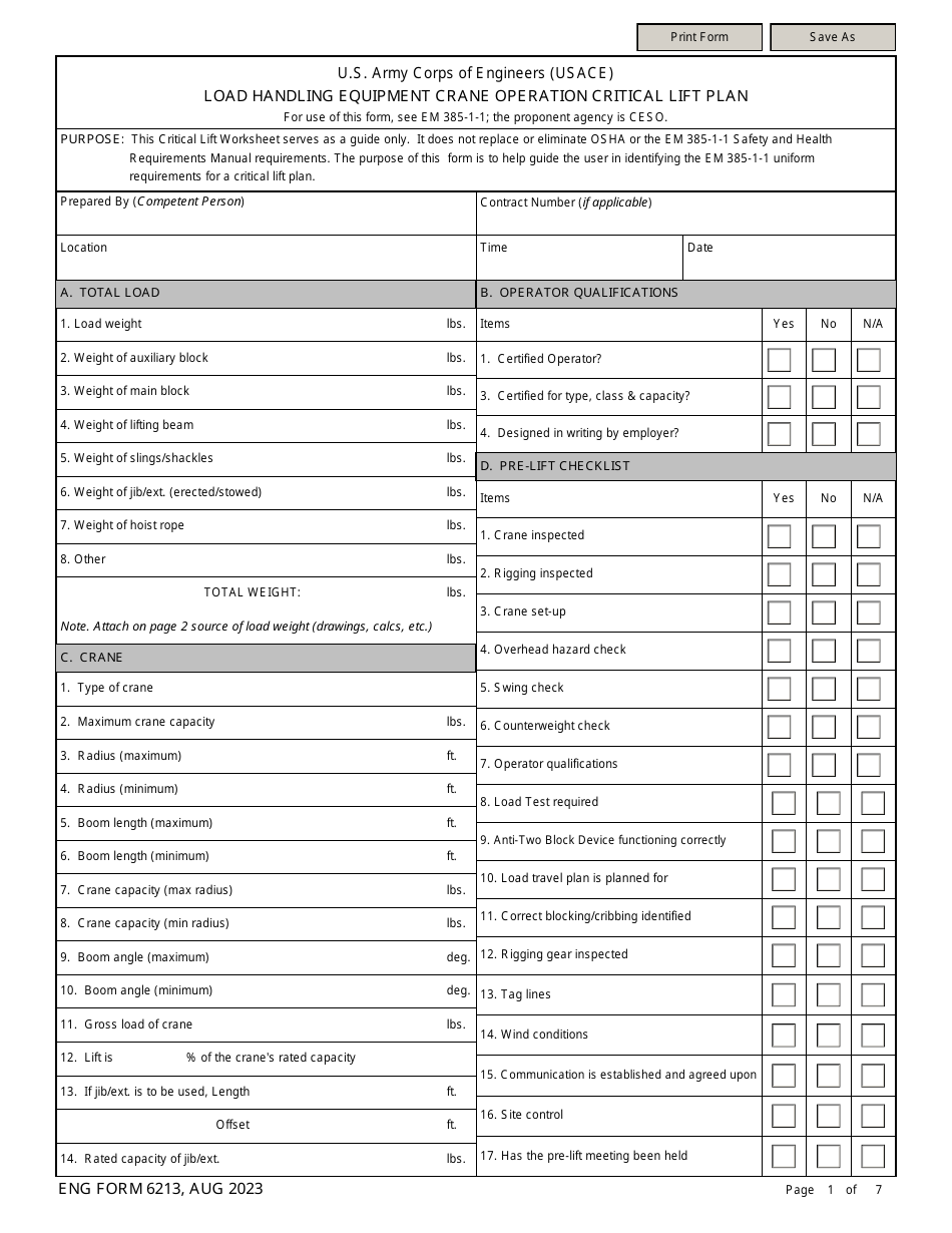 ENG Form 6213 - Fill Out, Sign Online and Download Fillable PDF ...