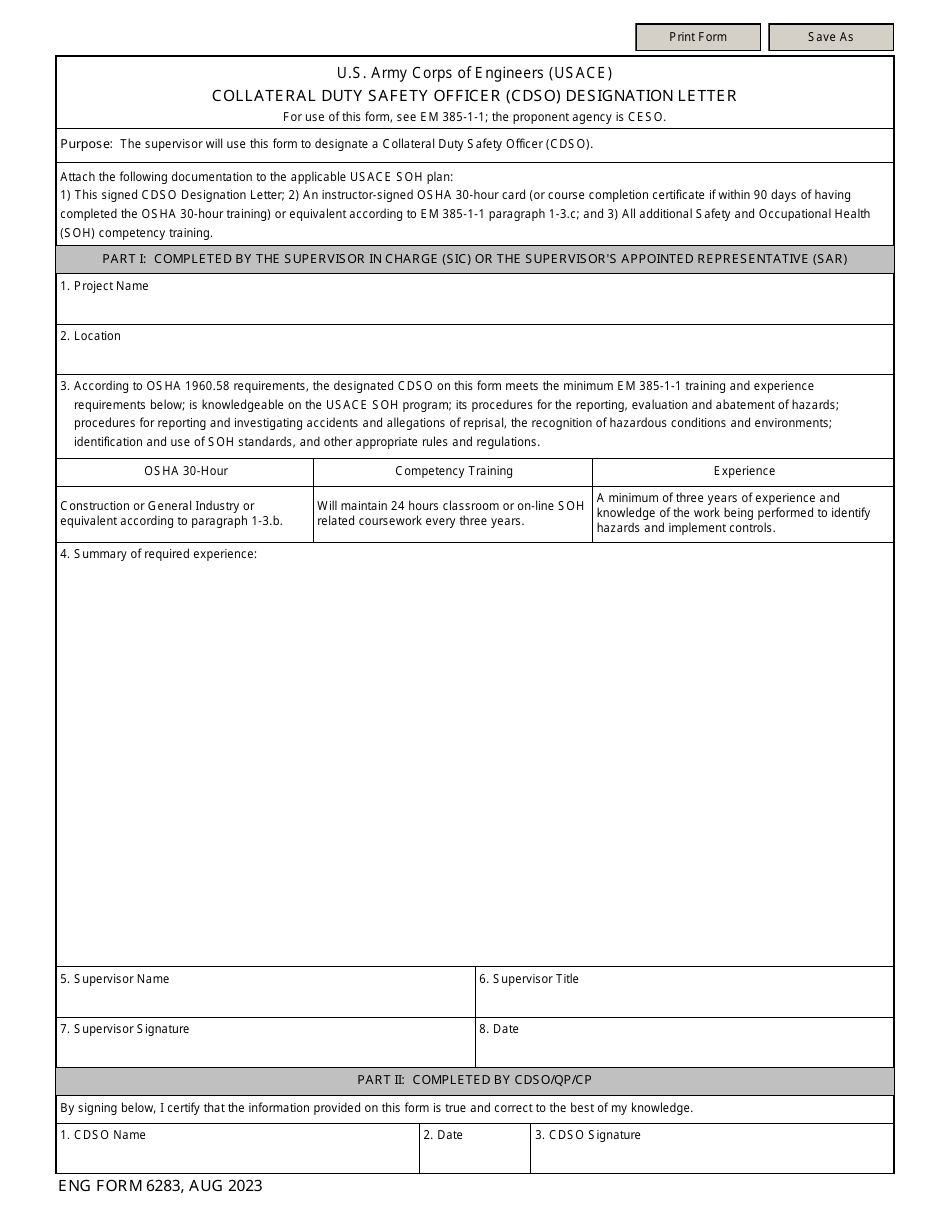 ENG Form 6283 - Fill Out, Sign Online and Download Fillable PDF ...