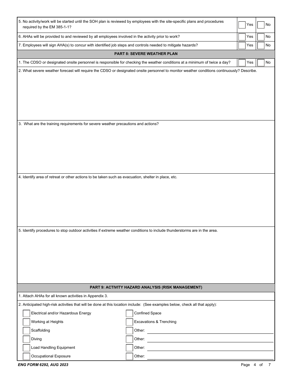 ENG Form 6292 - Fill Out, Sign Online and Download Fillable PDF ...