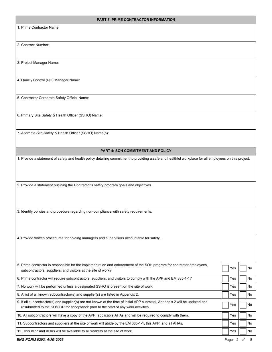 ENG Form 6293 - Fill Out, Sign Online and Download Fillable PDF ...